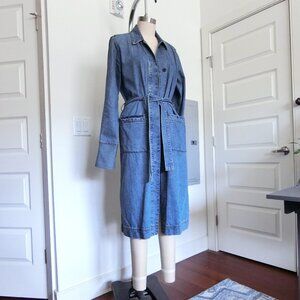 Madewell Denim Belted Duster Coat – Medium Wash, 100% Cotton, Size M